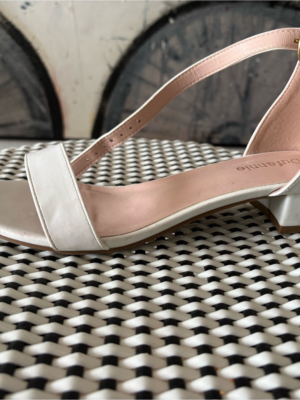 Ladies White Low Block Heel Sandal - Classic Strappy Style